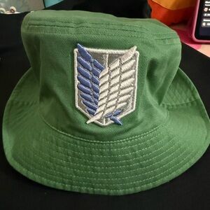 Attack on Titan/Hello Kitty Reversible Green Bucket Hat